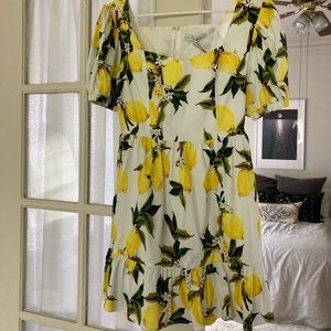 English Factory Lemon Print Mini Dress